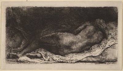 Leżąca naga kobieta autorstwa Rembrandt van Rijn