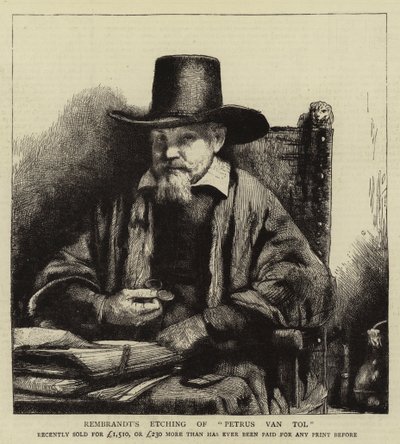 Akwaforta Rembrandta przedstawiająca Petrusa van Tol autorstwa Rembrandt van Rijn