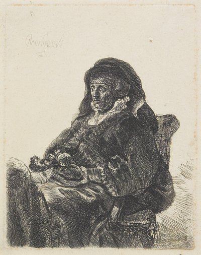 Matka Rembrandta w sukni wdowy i czarnych rękawiczkach, ok. 1632-35 autorstwa Rembrandt van Rijn