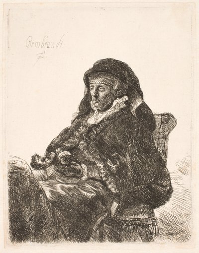 Matka Rembrandta w wdowie sukience i czarnych rękawiczkach autorstwa Rembrandt van Rijn