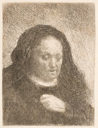 Matka Rembrandta z dłonią na piersi: małe popiersie autorstwa Rembrandt van Rijn