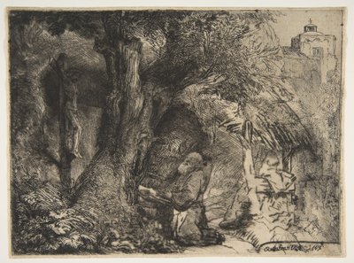 Święty Franciszek pod drzewem, Modlitwa, 1657. autorstwa Rembrandt van Rijn