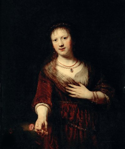 Saskia z czerwonym kwiatem, 1641. autorstwa Rembrandt van Rijn