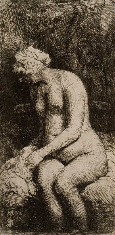 Siedząca nago autorstwa Rembrandt van Rijn