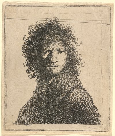 Autoportret, zmarszczenie brwi autorstwa Rembrandt van Rijn