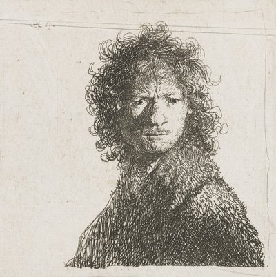 Autoportret marszczący brwi, 1630 autorstwa Rembrandt van Rijn