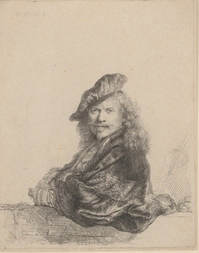 Autoportret oparty o kamienny parapet, 1639., 1639. autorstwa Rembrandt van Rijn