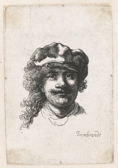 Autoportret w miękkiej czapce: cała twarz, tylko głowa, 1635. autorstwa Rembrandt van Rijn