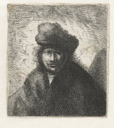 Autoportret w skośnej futrzanej czapce: Biust, ok. 1631. autorstwa Rembrandt van Rijn