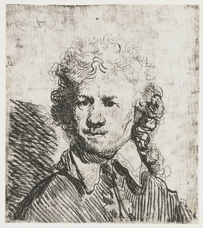 Autoportret, Z gołą głową Autoportret z odkrytą głową: biust, z grubsza wytrawiony autorstwa Rembrandt van Rijn