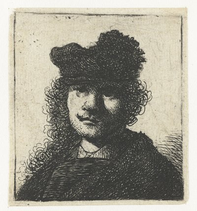 Autoportret w czapce i ciemnym płaszczu: biust autorstwa Rembrandt van Rijn