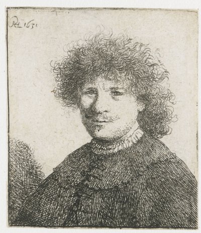Autoportret w płaszczu z opadającym kołnierzem: biust autorstwa Rembrandt van Rijn