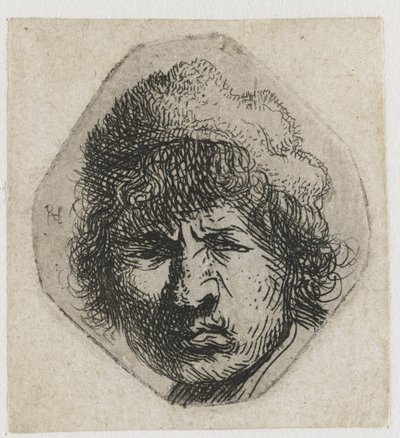Nachmurzony autoportret autorstwa Rembrandt van Rijn