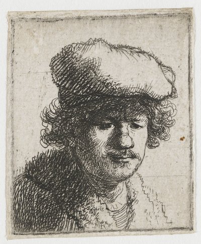 Autoportret z czapką nasuniętą na czoło autorstwa Rembrandt van Rijn