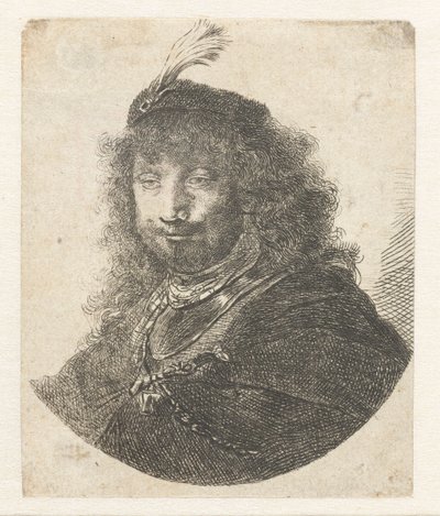 Autoportret z beretem z pióropuszem, po 1634 r. autorstwa Rembrandt van Rijn