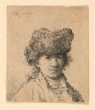 Autoportret w futrzanej czapce: Biust autorstwa Rembrandt van Rijn