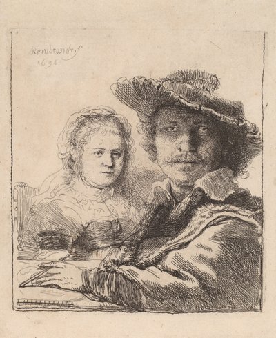 Autoportret z Saskią, 1636 autorstwa Rembrandt van Rijn