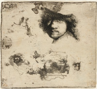 Arkusz studiów, 1632. autorstwa Rembrandt van Rijn