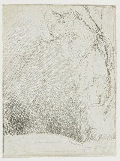 Arkusz z rysunkami przedstawiającymi kobietę leżącą chorą w łóżku autorstwa Rembrandt van Rijn