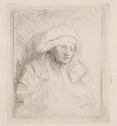 Chora kobieta w dużym białym nakryciu głowy (Saskia) autorstwa Rembrandt van Rijn