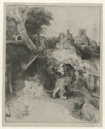Czytanie św. Hieronima we włoskim krajobrazie Czytanie św. Hieronima we włoskim krajobrazie autorstwa Rembrandt van Rijn