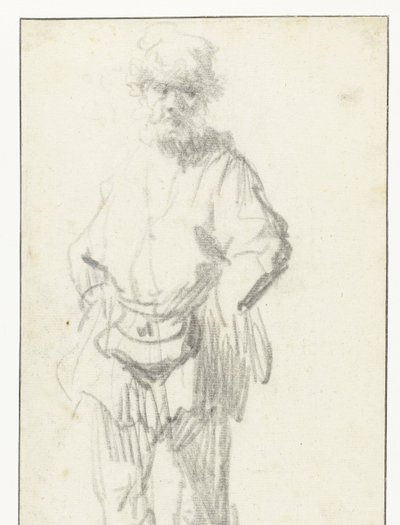 Stojący mężczyzna z woreczkiem autorstwa Rembrandt van Rijn