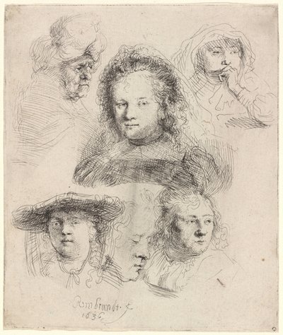 Studium głowy Saskii i inne prace autorstwa Rembrandt van Rijn