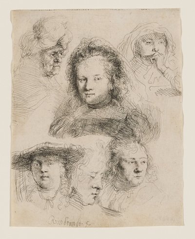 Studium głowy Saskii i inne prace autorstwa Rembrandt van Rijn