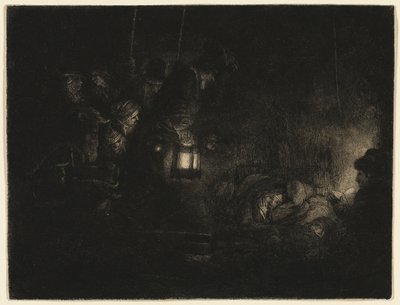 Adoracja pasterzy: kawałek na noc autorstwa Rembrandt van Rijn