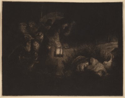 „Pokłon pasterzy”: obraz przedstawiający scenę nocną autorstwa Rembrandt van Rijn
