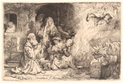 Anioł odchodzi z rodziny Tobita autorstwa Rembrandt van Rijn