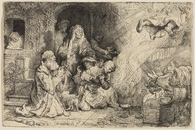 Anioł odchodzący z rodziny Tobiasza autorstwa Rembrandt van Rijn