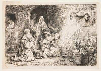 Anioł odchodzący z rodziny Tobiasza autorstwa Rembrandt van Rijn