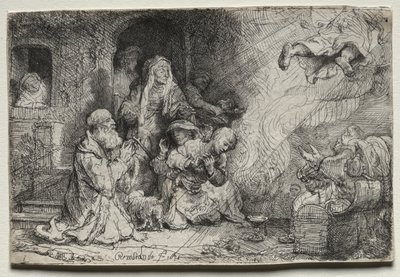 Anioł odchodzący z rodziny Tobit autorstwa Rembrandt van Rijn