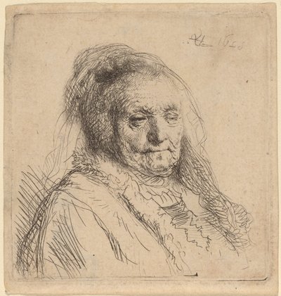 Matka, głowa i popiersie artysty autorstwa Rembrandt van Rijn