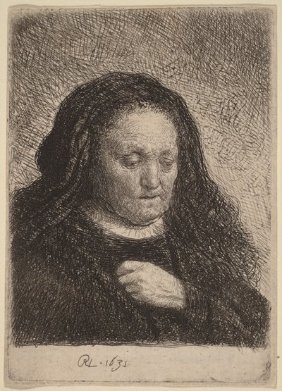 Matka artysty z dłonią na piersi autorstwa Rembrandt van Rijn