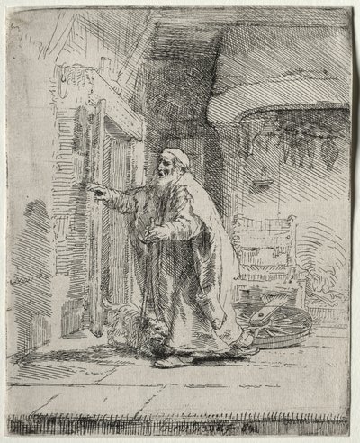 Ślepota Tobita: Większa płyta, 1651. autorstwa Rembrandt van Rijn