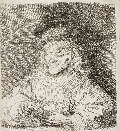 Gracz w karty, 1641 autorstwa Rembrandt van Rijn