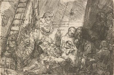 Obrzezanie w stajni, 1654. autorstwa Rembrandt van Rijn