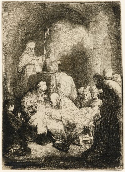 Obrzezanie: mały talerz, 1630. autorstwa Rembrandt van Rijn