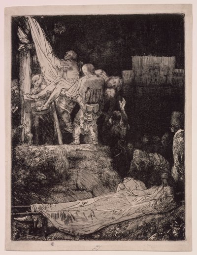 „Zjęcie z krzyża” w świetle pochodni autorstwa Rembrandt van Rijn