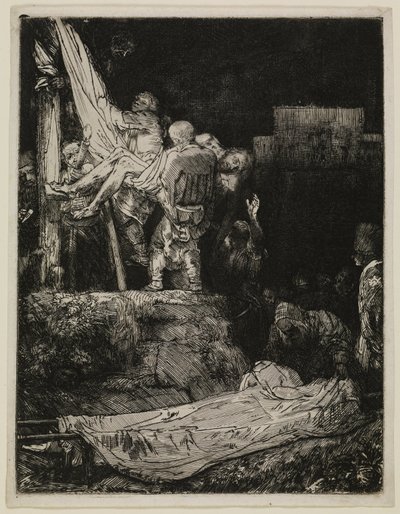„Zjęcie z krzyża” w świetle pochodni autorstwa Rembrandt van Rijn