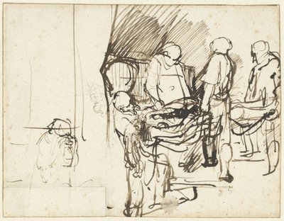 „Złożenie do grobu” nad szkicem przedstawiającym kata autorstwa Rembrandt van Rijn