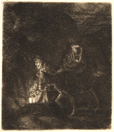 Lot do Egiptu: nocny kawałek autorstwa Rembrandt van Rijn