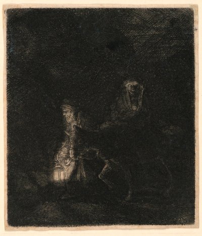 Ucieczka do Egiptu: nocny kawałek autorstwa Rembrandt van Rijn