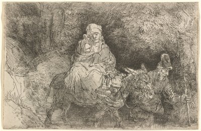 Ucieczka do Egiptu: przekroczenie potoku autorstwa Rembrandt van Rijn