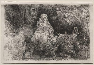 Ucieczka do Egiptu: Przeprawa przez potok, 1654. autorstwa Rembrandt van Rijn