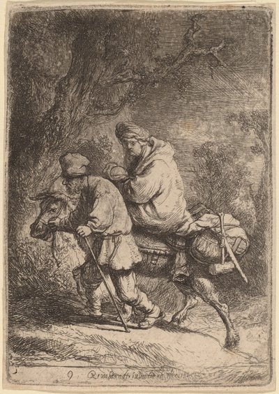 Ucieczka do Egiptu: mała autorstwa Rembrandt van Rijn