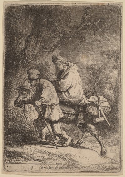 Ucieczka do Egiptu: Mała autorstwa Rembrandt van Rijn