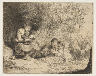 Fletista, 1642. autorstwa Rembrandt van Rijn